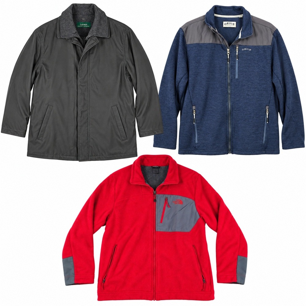 Mixed Brands Lot of 3 Men's L Jackets & Outerwear Lauren Ralph Lauren Orvis Gray